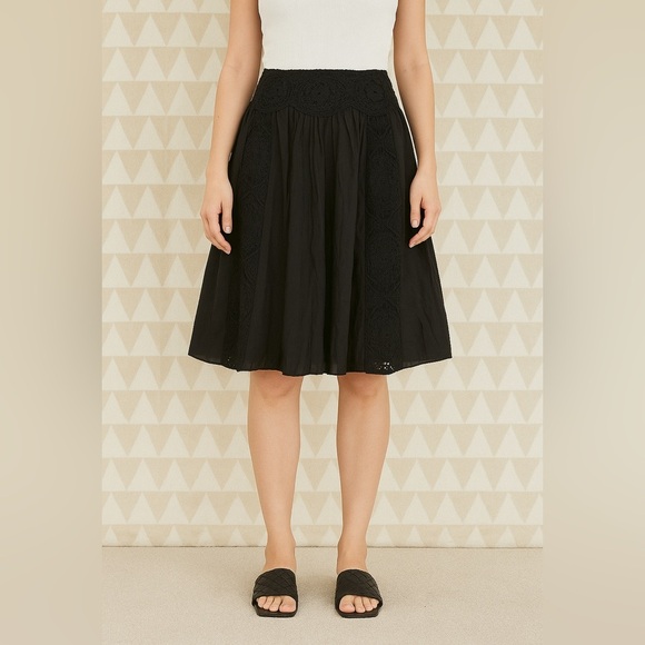 Tanya Taylor black skirt lace detail slits - Picture 1 of 5